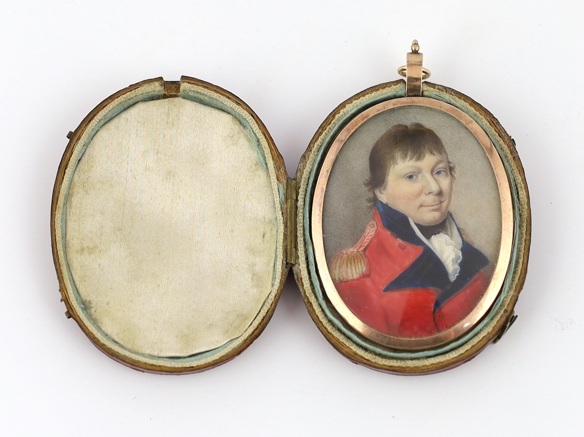 English School circa 1800, Portrait miniature of an army officer, watercolour on ivory, 5.4 x 4.1cm. CITES Submission reference BJJY18BG
